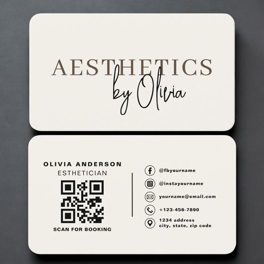 Neutral Esthetician Skincare QR Code Professional Visitekaartje