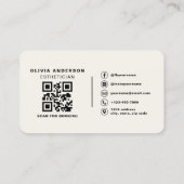 Neutral Esthetician Skincare QR Code Professional Visitekaartje (Achterkant)