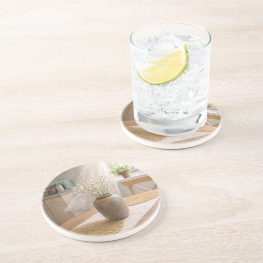  Neutral Farmhouse Floral Coasters Zandsteen Onderzetter (Zijkant)