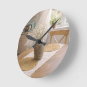 Neutral Farmhouse Wildflower Kitchen Wall Clock Ronde Klok (Hoek)