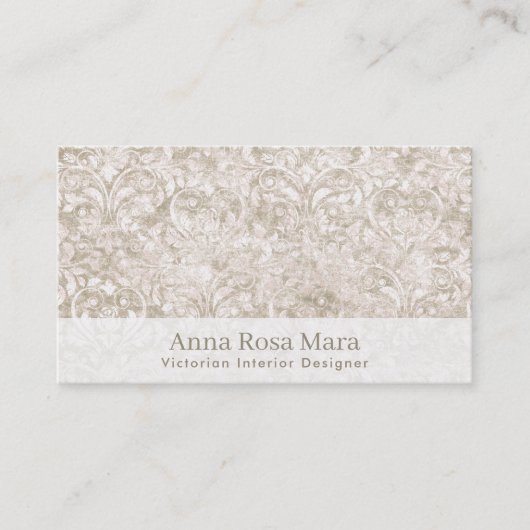 *~* Neutral Floral Antiek Victoriaans  linnen Visitekaartje (Voorkant)