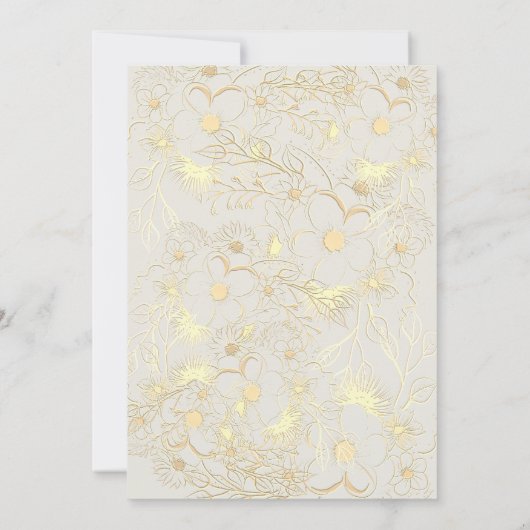 Neutral Floral Dusty Roos Wedding Kaart (Achterkant)