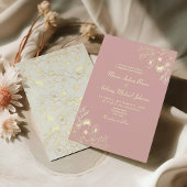 Neutral Floral Dusty Roos Wedding Kaart