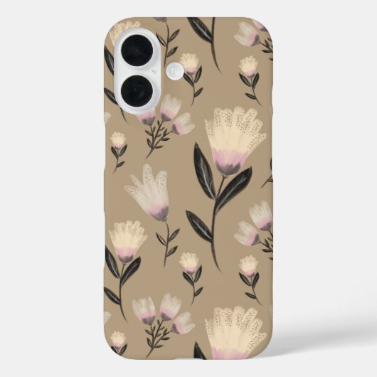 Neutral Floral iPhone Case | Soft Blush Modern Bot (Achterkant)