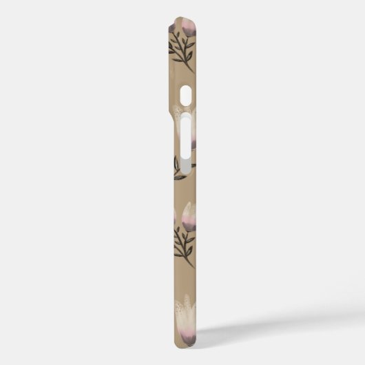 Neutral Floral iPhone Case | Soft Blush Modern Bot (Achterkant / Links)