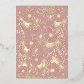 Neutral Floral Roos Gold Wedding Folie Uitnodiging (Achterkant)