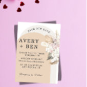 Neutral Floral Save the Date Invitation  Kaart
