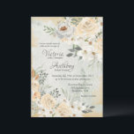 Neutral Floral Script Wedding Kaart<br><div class="desc">Zo'n elegant bloemontwerp met prachtige ivoren bloemen op een sage groene waterverf achtergrond. De  waterverf loopt op randen in gouden kleur. De gedempte kleuren geven deze uitnodiging een romantisch gevoel. Ideaal voor elk seizoen.</div>