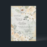 Neutral Floral Script Wedding Kaart<br><div class="desc">Zo'n elegant bloemontwerp met prachtige ivoren bloemen op een sage groene waterverf achtergrond. De  waterverf loopt op randen in gouden kleur. De gedempte kleuren geven deze uitnodiging een romantisch gevoel. Ideaal voor elk seizoen.</div>