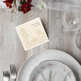 Neutral Floral Wedding Cocktail Napkin Servet
