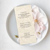 Neutral Floral Wedding Menu Card