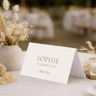 Neutral Floral Wedding Place Cards Kaart