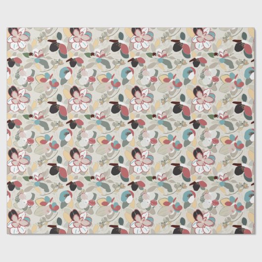 Neutral Floral Winter Magnolia Cadeaupapier (Vlak)