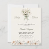 Neutral florals green bloom Baby Shower invitation (Voorkant)