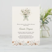 Neutral florals green ivory summer Baby Shower Kaart (Staand voorkant)