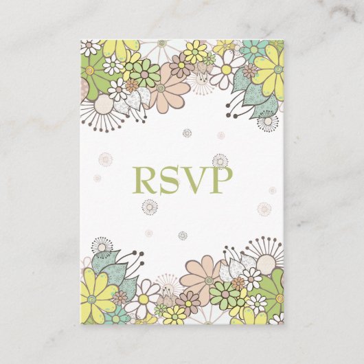 Neutral Flower Garden Wedding RSVP Kaarten (Voorkant)
