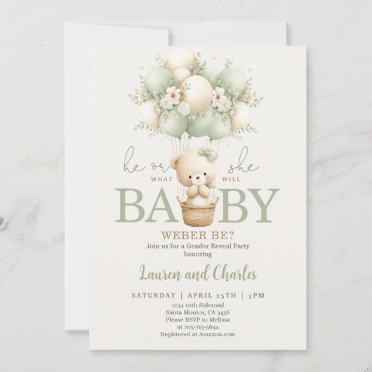 Neutral Gender Reveal Invitation Kaart (Voorkant)