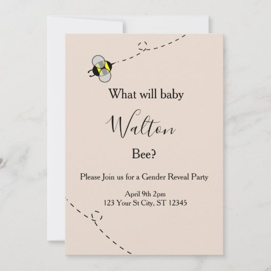 Neutral Gender Reveal Invitations Bee Themed Kaart (Voorkant)