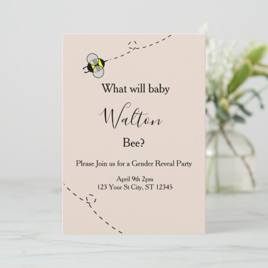 Neutral Gender Reveal Invitations Bee Themed Kaart (Staand voorkant)