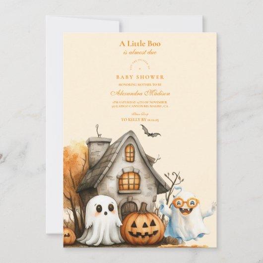 Neutral Ghost Halloween-Baby shower Kaart (Voorkant)