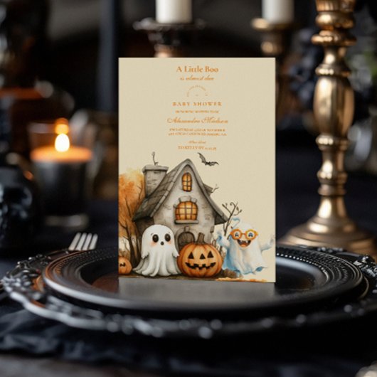 Neutral Ghost Halloween-Baby shower Kaart