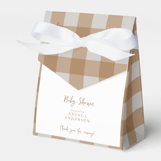 Neutral Gingham Baby Shower Thank You Favor Box Bedankdoosjes (Voorkant Zijde)