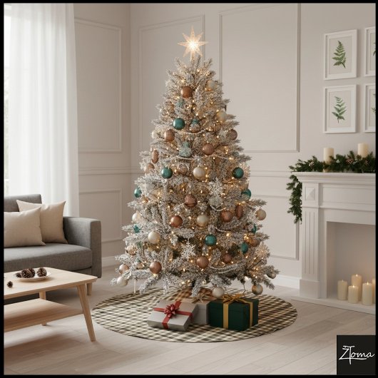 Neutral Gingham Beige Brown Checkerboard Classic Kerstboom Rok