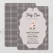 Neutral Gingham Holy Cow Farm Animals Baby Shower  Kaart (Voorkant / Achterkant)