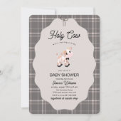 Neutral Gingham Holy Cow Farm Animals Baby Shower  Kaart (Voorkant)