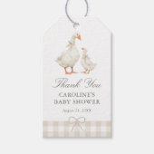 Neutral Gingham Silly Goose Baby Shower Cadeaulabel (Voorkant)