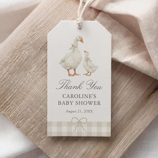 Neutral Gingham Silly Goose Baby Shower Cadeaulabel
