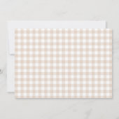 Neutral Gingham Teddy Bear Baby shower Foto Bedankkaart (Achterkant)