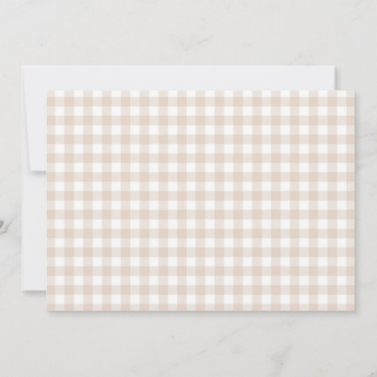 Neutral Gingham Teddy Bear Baby shower Foto Bedankkaart (Achterkant)