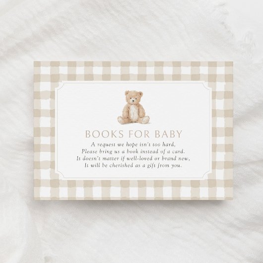 Neutral Gingham Teddy Bear Books for Baby Informatiekaartje