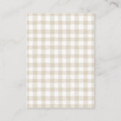 Neutral Gingham Teddy Bear Diaper Raffle Ticket Informatiekaartje (Achterkant)