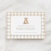 Neutral Gingham Teddy Bear Diaper Raffle Ticket Informatiekaartje