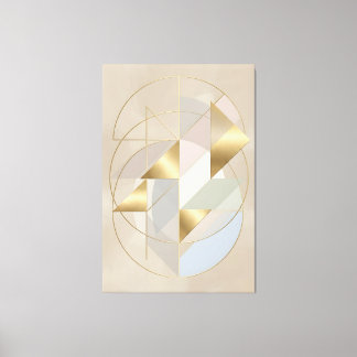 Neutral Gold Accents Abstract Geometric Canvas Afdruk