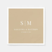 Neutral Gold Elegant paar Initialen bruiloft Servet (Voorkant)