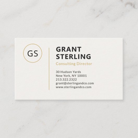 Neutral Gold Minimalist Professioneel Modern Visitekaartje (Voorkant)