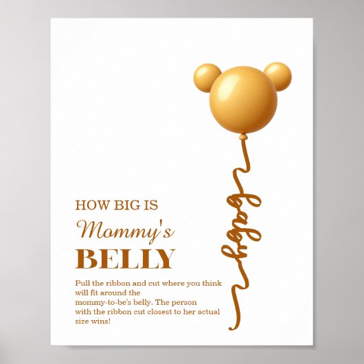 Neutral Gold Teddy Balloon Belly Game Poster (Voorkant)