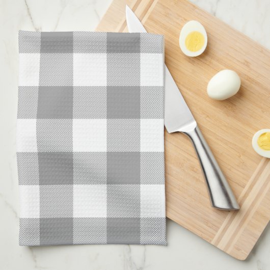Neutral Gray Buffalo Check Plaid Rustic Farmhouse Theedoek (Quarter Fold)