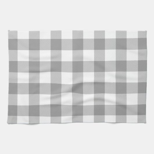 Neutral Gray Buffalo Check Plaid Rustic Farmhouse Theedoek (Horizontaal)