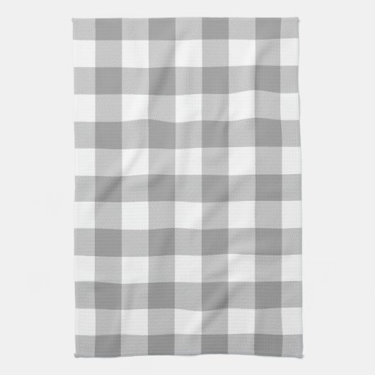 Neutral Gray Buffalo Check Plaid Rustic Farmhouse Theedoek (Verticaal)