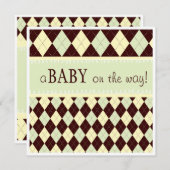 Neutral Green Argyle Baby op Way Baby shower Kaart (Voorkant / Achterkant)