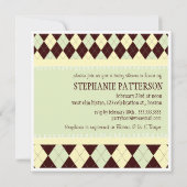 Neutral Green Argyle Baby op Way Baby shower Kaart (Achterkant)