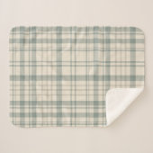Neutral Green Beige Plaid Sherpa Deken (Voorkant (horizontaal))