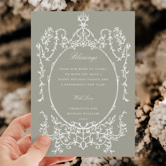 Neutral Green Classic Lijst Foto Feestdagenkaart