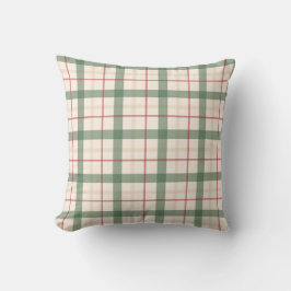 Neutral Green Plaid Farmhouse Throw Pillow Kussen