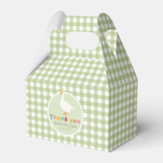 Neutral Green Silly Goose Baby Shower Bedankdoosjes (Voorkant Zijde)