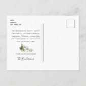 Neutral Greenery begrafenis Dank u Briefkaart (Achterkant)